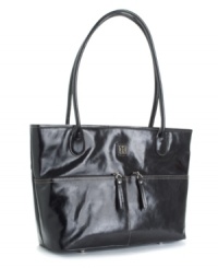 Giani Bernini makes it easy to keep on top of things with this sharp glazed leather pocket tote that features plenty of organizational pockets. Giani Bernini makes it easy to keep on top of things with this sharp glazed leather pocket tote that features plenty of organizational pockets.