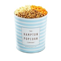 Send an extraordinary gift that will amaze your family, friends and clients. This 3.5 gallon popcorn tin includes 3 savory flavors: Butter, Caramel and Orange Cheddar. Send an extraordinary gift that will amaze your family, friends and clients. This 3.5 gallon popcorn tin includes 3 savory flavors: Butter, Caramel and Orange Cheddar.
