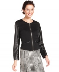 Add instant edge to your outfit with this ponte moto jacket from Sunny Leigh.