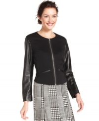 Add instant edge to your outfit with this ponte moto jacket from Sunny Leigh. Add instant edge to your outfit with this ponte moto jacket from Sunny Leigh.