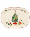 A holly motif drawn from the classic Holiday dinnerware pattern combined with colorful new depictions of the Christmas season makes this Holiday Illustrations platter a festive addition to any table. Adorned with the gift of friends, the joy of family.