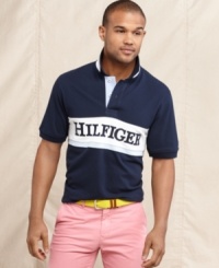 Stop and pop. Take a moment to pop that collar for a youthful on-trend polo look from Tommy Hilfiger. Stop and pop. Take a moment to pop that collar for a youthful on-trend polo look from Tommy Hilfiger.