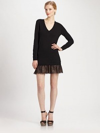 This dress has it all: cozy-chic elegance and ultra-feminine tulle.V-neckLong sleevesDropped waistAbout 20 from natural waistVirgin wool; tulle skirtMade in Italy Model shown is 5'10 (177cm) wearing US size Small. This dress has it all: cozy-chic elegance and ultra-feminine tulle.V-neckLong sleevesDropped waistAbout 20 from natural waistVirgin wool; tulle skirtMade in Italy Model shown is 5'10 (177cm) wearing US size Small.