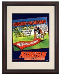Back in 1989, Augie tamed the Crimson Tide in front of an unprecedented crowd and now the game day program cover makes fantastic artwork for die-hard Auburn football fans. A cherry-finished frame makes the vivid reproduction ready for display. Back in 1989, Augie tamed the Crimson Tide in front of an unprecedented crowd and now the game day program cover makes fantastic artwork for die-hard Auburn football fans. A cherry-finished frame makes the vivid reproduction ready for display.