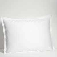 For lovers of fine bed dressing, Ogee Embroidery emulates understated opulence. A sophisticated, contemporary approach to a classic ogee design. Satin stitch and twill texture embroidery create a sleek vertical line. The sham is framed with gently looping corners. For lovers of fine bed dressing, Ogee Embroidery emulates understated opulence. A sophisticated, contemporary approach to a classic ogee design. Satin stitch and twill texture embroidery create a sleek vertical line. The sham is framed with gently looping corners.