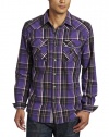 Marc Ecko Cut & Sew Men's Long Sleeve Fall Tartan Plaid Shirt