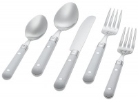 Ginkgo Le Prix 5-Piece Stainless Steel Flatware Place Setting, White, Service for 1