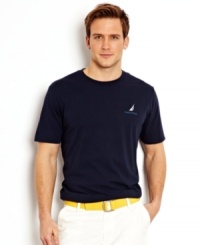 A classic t-shirt from Nautica get a graphic upgrade for some warm-weather style that suits you. A classic t-shirt from Nautica get a graphic upgrade for some warm-weather style that suits you.