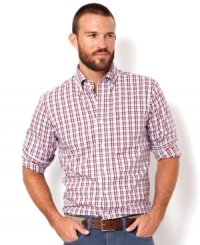 Keep your crisp look fresh from work to after work play in this wrinkle resistant plaid shirt by Nautica. Keep your crisp look fresh from work to after work play in this wrinkle resistant plaid shirt by Nautica.