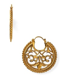 Statement earrings are a strong trend this season. This gold-tone pair from T Tahari captures the look with mill grain-like detailing and a shapely design. Statement earrings are a strong trend this season. This gold-tone pair from T Tahari captures the look with mill grain-like detailing and a shapely design.