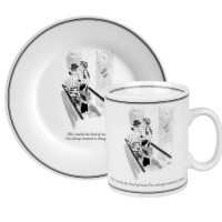 Konitz New Yorker Collection Mug and Salad Set Exactly The Kind of Man, White/Black