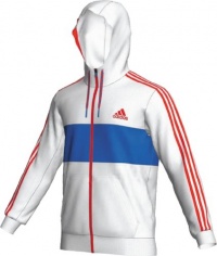 Adidas Men's Hooded Hoodie Flex Climalite Jacket Coat - White Adidas Men's Hooded Hoodie Flex Climalite Jacket Coat - White