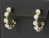 Charter Club Earrings, Gold-Tone with White Cabachon Petite Hoop Earrings