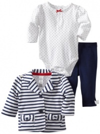 Little Me Baby-girls Newborn Stripe 3 Piece Jacket Set, White, 9 Months Little Me Baby-girls Newborn Stripe 3 Piece Jacket Set, White, 9 Months