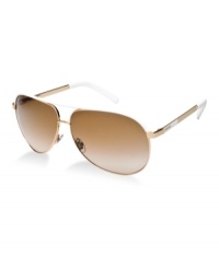 Buy Gucci...because you're getting the best! Stylish aviators have a slender gold frame and brown/grey gradient lenses protect your eyes from damaging UVA/UVB rays. Buy Gucci...because you're getting the best! Stylish aviators have a slender gold frame and brown/grey gradient lenses protect your eyes from damaging UVA/UVB rays.