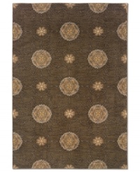 A rich pattern of rosettes are featured in warm gold and delicate greys in this Milano area rug from Sphinx, creating a clever, transitional design with casual air. Made in the USA of space-dyed nylon for high color recognition and easy cleaning. A rich pattern of rosettes are featured in warm gold and delicate greys in this Milano area rug from Sphinx, creating a clever, transitional design with casual air. Made in the USA of space-dyed nylon for high color recognition and easy cleaning.