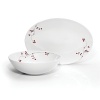 The Mikasa Red Berries Dinnerware set is classic white with a red berries accent. Service for four dinnerware includes four of each: dinner plate, salad plate, soup bowl and mug. Dishwasher and microwave safe. Two piece completer set also available (39.99).