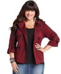 Layer your looks this season with American Rag's plus size jacket, featuring a double-breasted design. Layer your looks this season with American Rag's plus size jacket, featuring a double-breasted design.