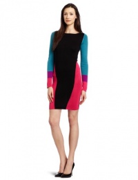 BCBGMAXAZRIA Women's Korin Color Blocked Long Sleeve Dress