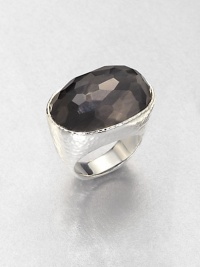 From the Wonderland Collection. A stunning faceted hematite doublet set in a modern, hammered sterling silver shank. Hematite doubletSterling silverDiameter, about 1.1Imported From the Wonderland Collection. A stunning faceted hematite doublet set in a modern, hammered sterling silver shank. Hematite doubletSterling silverDiameter, about 1.1Imported