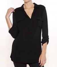 Shirting Woven Knit V-Neck Top Plus Size Shirting Woven Knit V-Neck Top Plus Size