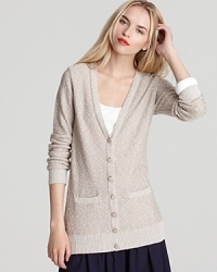 This vintage-inspired MARC BY MARC JACOBS cardigan features a nubby texture, glossy buttons and front pockets to keep small style essentials close by. This vintage-inspired MARC BY MARC JACOBS cardigan features a nubby texture, glossy buttons and front pockets to keep small style essentials close by.
