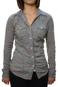True Religion Women's L/S Mick Lawn Western Cowgirl Rose Pattern Button Down Shirt Faded Green-Small True Religion Women's L/S Mick Lawn Western Cowgirl Rose Pattern Button Down Shirt Faded Green-Small