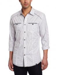 Marc Ecko Cut & Sew Men's Stripe With Oxford Trim Marc Ecko Cut & Sew Men's Stripe With Oxford Trim