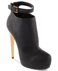 Fashion-forward style that's truly for the fearless. Truth or Dare's Matten platform booties feature a wrap around ankle strap that's separate from the rest of the shoe. A metallic ankle adds even more eye-catching detail. Fashion-forward style that's truly for the fearless. Truth or Dare's Matten platform booties feature a wrap around ankle strap that's separate from the rest of the shoe. A metallic ankle adds even more eye-catching detail.
