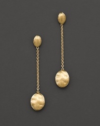 From the Siviglia Collection, gold drop earrings, designed by Marco Bicego. From the Siviglia Collection, gold drop earrings, designed by Marco Bicego.