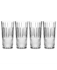 Get a taste of true opulence with Aberdeen Diamond highball glasses by Reed & Barton. Vertical and diamond cuts accentuate clear crystal, elevating cocktails with classic style.