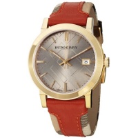 Burberry Men's BU9016 Large Check Leather on Canvas Strap Watch Burberry Men's BU9016 Large Check Leather on Canvas Strap Watch