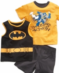 He's got the power. Amp up his confidence to superhero proportions with this tank, t-shirt and short set from Clubhouse. He's got the power. Amp up his confidence to superhero proportions with this tank, t-shirt and short set from Clubhouse.