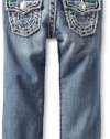 True Religion Boys 2-7 Jack Slim Fit Naturaline Super T With Kelly Green Bartacks And Back Label-Wash, Shade Horizons, 6