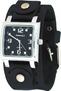 Nemesis #NE240K Men's Square Black Dial Wide Leather Cuff Band Watch Nemesis #NE240K Men's Square Black Dial Wide Leather Cuff Band Watch
