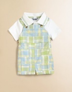 Pastel plaid adorns this timeless one-piece in plush cotton for the ultimate in style and comfort.SquareneckWide straps with buttonsPull-on styleWaist buttonsCottonMachine washImported Please note: Number of buttons vary depending on size ordered. 