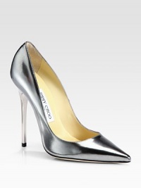 This party-perfect silhouette of shiny metallic leather has vintage flair with a tall lacquered heel and classic point toe. Lacquered heel, 5 (125mm)Metallic leather upperPoint toeLeather lining and solePadded insoleMade in Italy This party-perfect silhouette of shiny metallic leather has vintage flair with a tall lacquered heel and classic point toe. Lacquered heel, 5 (125mm)Metallic leather upperPoint toeLeather lining and solePadded insoleMade in Italy