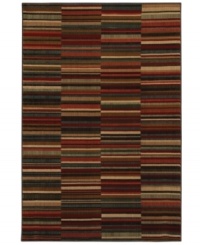 Simply modern, the Kaleidoscope area rug brings vibrant style in a non-traditional stripe design that's sure to complement any room's décor. Completely crafted in the USA, it is woven of soft, durable olefin in a lush pile that withstands heavy traffic anywhere in the home. Simply modern, the Kaleidoscope area rug brings vibrant style in a non-traditional stripe design that's sure to complement any room's décor. Completely crafted in the USA, it is woven of soft, durable olefin in a lush pile that withstands heavy traffic anywhere in the home.