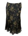 Lauren Ralph Lauren Womens Petite Gold Rose Print Flute Skirt
