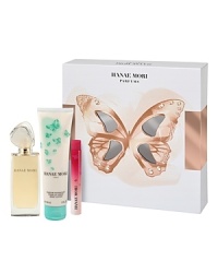 The Butterfly Gift Set from Hanae Mori features 1.7 ounces of Hanae Mori Butterfly Eau de Toilette from Paris and 5 ounces of fragrant and moisturizing Butterfly Body Lotion for skin's kindest care. The most thoughtful touch of all: a take-anywhere rollerball so she'll never be without her beloved Butterfly perfume, whether at home or traveling. The Butterfly Gift Set from Hanae Mori features 1.7 ounces of Hanae Mori Butterfly Eau de Toilette from Paris and 5 ounces of fragrant and moisturizing Butterfly Body Lotion for skin's kindest care. The most thoughtful touch of all: a take-anywhere rollerball so she'll never be without her beloved Butterfly perfume, whether at home or traveling.