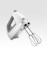 This stylish hand mixer features a seven-speed electronic digital control that includes two slow stir speeds and one high whip speed. Soft start electronic control adjusts to the resistance of what you're mixing for smooth, consistent operation.For use with US power sockets only. Adaptable for use in Europe with a converter.7 speedsClean Touch control padPowerful, lightweight motorSoft Start electronic controlStainless steel blender rodImported This stylish hand mixer features a seven-speed electronic digital control that includes two slow stir speeds and one high whip speed. Soft start electronic control adjusts to the resistance of what you're mixing for smooth, consistent operation.For use with US power sockets only. Adaptable for use in Europe with a converter.7 speedsClean Touch control padPowerful, lightweight motorSoft Start electronic controlStainless steel blender rodImported