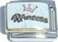 Clearly Charming Princess with Crown Italian Charm Bracelet Link Clearly Charming Princess with Crown Italian Charm Bracelet Link
