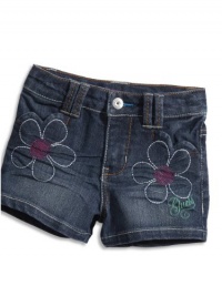 GUESS Kids Girls Embroidered Denim Shorts (12-24M), MEDIUM STONE (18M)