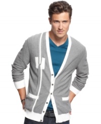 The bookish cool of this cardigan from INC International Concepts says that your are a student of up-to-date style.