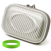 White Carbon Fiber point and shoot digital slim camera case with Reinforced Shell & Zipper for all models of your Canon Powershot ELPH 530 HS , 520 HS , 510 HS + Green Vangoddy Bracelet!!! White Carbon Fiber point and shoot digital slim camera case with Reinforced Shell & Zipper for all models of your Canon Powershot ELPH 530 HS , 520 HS , 510 HS + Green Vangoddy Bracelet!!!