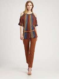 Signature M Missoni patterns meet an alluring cold-shoulder silhouette creating an invigorating top. Jewel necklineThree-quarter sleevesCold shouldersAbout 23 from shoulder to hem58% viscose/29% linen/13% cottonDry cleanMade in Italy Model shown is 5'10½ (179cm) wearing US size 4. Signature M Missoni patterns meet an alluring cold-shoulder silhouette creating an invigorating top. Jewel necklineThree-quarter sleevesCold shouldersAbout 23 from shoulder to hem58% viscose/29% linen/13% cottonDry cleanMade in Italy Model shown is 5'10½ (179cm) wearing US size 4.