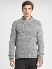 An incredible layering option, with delicate features, knitted in an extra fine merino wool blend for the maximum experience in comfort and versatility.CrewneckRibbed knot collar, cuffs and hem43% wool/39% polyester/11% alpaca/7% nylonDry cleanImported