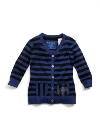 GUESS Kids Girls Little Girl Striped Sweater with Rhinest, BLUE (6X) GUESS Kids Girls Little Girl Striped Sweater with Rhinest, BLUE (6X)