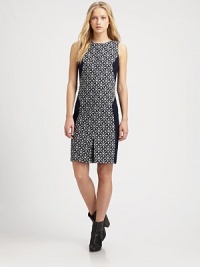 Sophisticated yet sultry, this embroidered shift dress has a front slit, leather trim and an exposed back zipper. RoundneckSleevelessFront slitBack zipper; hook-and-eye closureFully linedAbout 21 from natural waistBody: CottonTrim: LeatherDry clean with leather specialistMade in USA of imported fabricSIZE & FITModel shown is 5'10 (177cm) wearing US size 2. Sophisticated yet sultry, this embroidered shift dress has a front slit, leather trim and an exposed back zipper. RoundneckSleevelessFront slitBack zipper; hook-and-eye closureFully linedAbout 21 from natural waistBody: CottonTrim: LeatherDry clean with leather specialistMade in USA of imported fabricSIZE & FITModel shown is 5'10 (177cm) wearing US size 2.