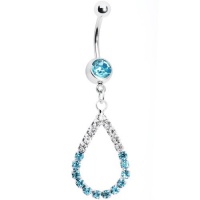 Clear Aqua Jeweled Teardrop Belly Ring Clear Aqua Jeweled Teardrop Belly Ring